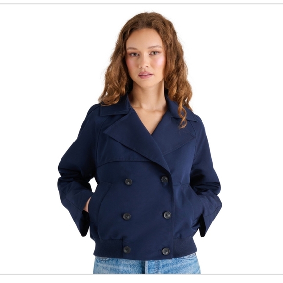 Steve Madden Women's Maris dark navy blue marine short Trench Jacket size XL new - Picture 3 of 6